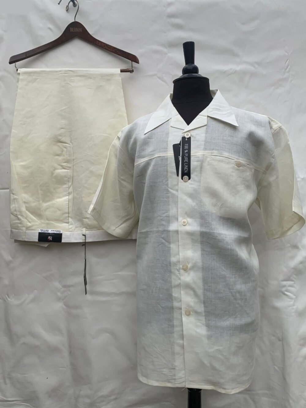 NEW-GEN 100% linen Blend Two-Piece Casual Short Sleeve Shirt & Pant For Men